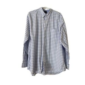 Men's Tailorbyrd Long Sleeve Button Up Blue/White‎ Check Size XXL